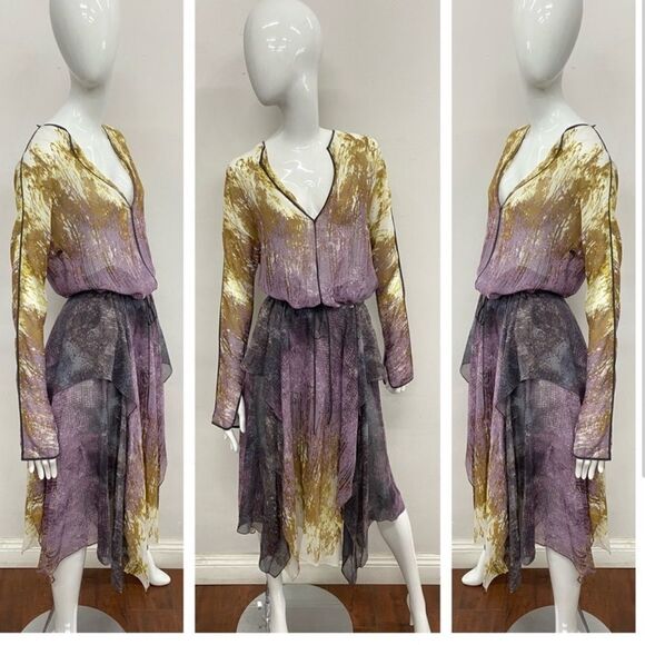 BCBGMaxAzria Semi Sheer Multicolor Bohemian Dress - Picture 1 of 7